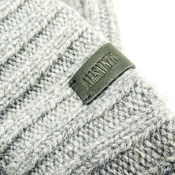 ALL SAINTS Gray Marl Wool Rib Skull Cap Hat One Size - Picture 5 of 7